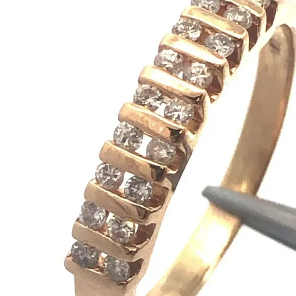 14K Yellow Gold Round Diamond Channel Set Anniversary Band Ring